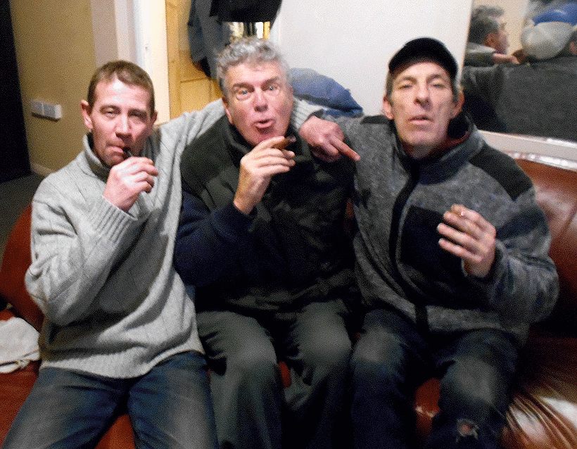 Paul, Robin, and Paul, smoking in Chobham :-)